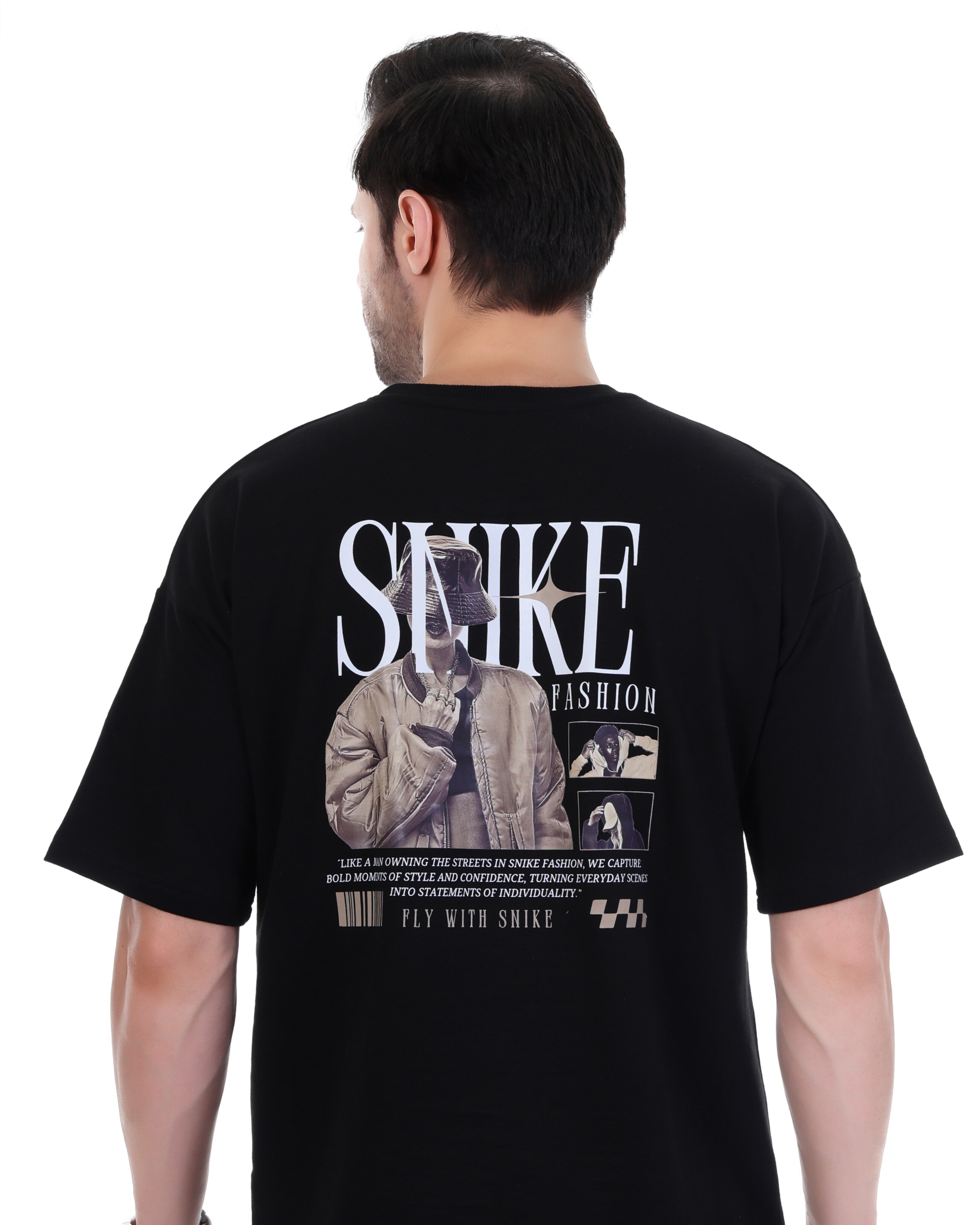 Men's Black Graphic Streetwear T-Shirt – 'SNIKE Fashion' Oversized Fit